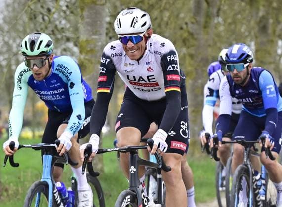 German Nils Politt of UAE Team Emirates pictured in action during the E3 Saxo Bank Classic one day cycling race, 208,8 km from and to Harelbeke, on Friday 28 March 2025. DIRKxWAEM  x116501261x