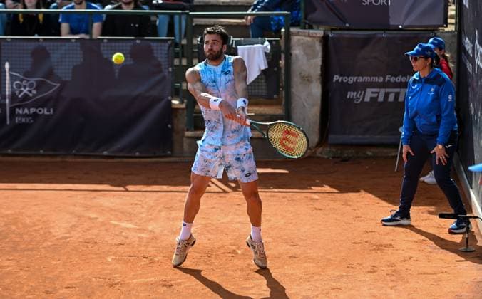Andrea Pellegrino during the match ATP, Tennis Herren Challenger Napoli Mens S Singles quarter on March 28, 2024 at Tennis Club in Napoli, Italy  Copyright: xAndreaxRosito IPAxSportx xipa-agency.netx xx IPA_55825299 IPA_Agency_IPA55825299