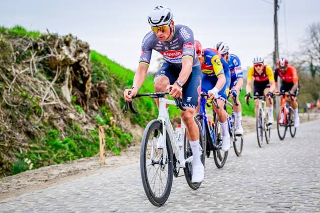 Dutch Mathieu van der Poel of Alpecin-Deceuninck pictured in action during the E3 Saxo Bank Classic one day cycling race, 208,8 km from and to Harelbeke, on Friday 28 March 2025. DIRKxWAEM  x116537469x