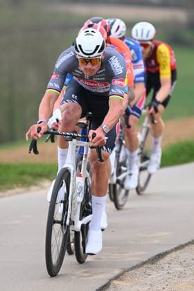 E3 Saxo Classic 2025 Cycling Race Harelbeke, Belgium - March 28 : Van Der Poel Mathieu (NED) of Alpecin - Deceuninck leading the escape pack during the Men Elite UCI World Tour 68th E3 Saxo Classic cycling race of 208 kms with start in Harelbeke and finish in Harelbeke on March 28, 2025 in Harelbeke, Belgium, 28 03 2025 ( Motordriver Kenny Verfaillie - Harelbeke Belgium  Copyright: xVincentxKalutx