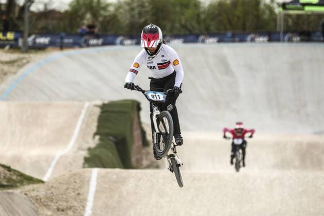 March 28, 2025, Verona, Veneto, Italy: Tokyo 2020 Olympic Champion BETHANY SHRIEVER 911 of Great Britain in the UEC BMX European Cup Round 1 in Verona, Italy Verona Italy - ZUMAc179 20250328_zep_c179_016 Copyright: xMickaelxChavetx