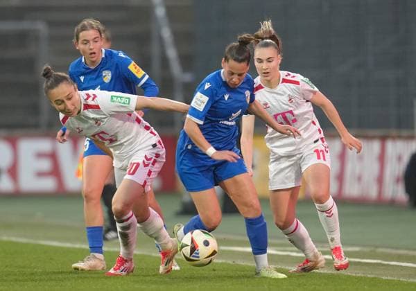 Sylwia Matysik 1 FC Koeln, 20 , Noemi Gentile FC Carl Zeiss Jena, 25 and Alena Bienz 1 FC Koeln, 11 GER, 1 FC Koeln vs FC Carl Zeiss Jena, Football, Google Pixel Womens Bundesliga, Matchday 18, Season 2024 2025, 28 03 2025 DFL REGULATES PROHIBIT ANY USE OF PHOTOGRAPHS AS IMAGE SEQUENCES AND OR QUASI VIDEO GER, 1 FC Koeln vs FC Carl Zeiss Jena, Football, Google Pixel Womens Bundesliga, Matchday 18, Season 2024 2025, 28 03 2025 Koeln Copyright: xEibner-Pressefoto ScottxColemanx EP_SCN