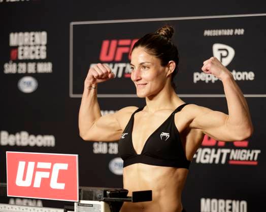 March 28, 2025, Mexico City, Mexico, MEX: LOOPY GODINEZ poses on the scale during official weigh-ins for UFC Fight Night Mexico City at the InternContinental Mexico City hotel in Mexico City, MX. Mexico City MEX - ZUMAs346 20250328_zsp_s346_094 Copyright: xAlejandroxSalazarx