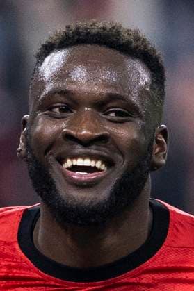 Victor Boniface Bayer 04 Leverkusen, 22 laughs Leverkusen, Soccer 1 Bundesliga 27 Matchday, Matchday 27, Bayer 04 Leverkusen VfL Bochum, 28 03 2025, BayArena, Leverkusen DFL regulations prohibit any use of photographs as image sequences and or quasi video Â