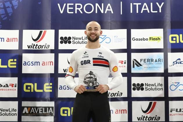 Radsport, BMX, UEC European Cup in Verona - Siegerehrung March 29, 2025, Verona, Veneto, Italy: ROSS CULLEN of Great Britain wins the Men Elite competition in the UEC BMX European Cup Round 1 in Verona, Italy Verona Italy - ZUMAc179 20250329_zep_c179_003 Copyright: xMickaelxChavetx