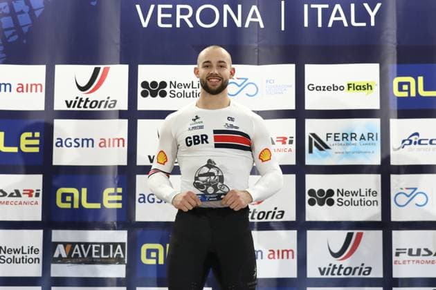 Radsport, BMX, UEC European Cup in Verona - Siegerehrung March 29, 2025, Verona, Veneto, Italy: ROSS CULLEN of Great Britain wins the Men Elite competition in the UEC BMX European Cup Round 1 in Verona, Italy Verona Italy - ZUMAc179 20250329_zep_c179_007 Copyright: xMickaelxChavetx