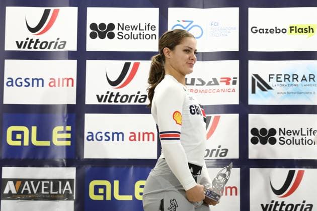 Radsport, BMX, UEC European Cup in Verona - Siegerehrung March 29, 2025, Verona, Veneto, Italy: Tokyo 2020 olympic champion BETHANY SHRIEVER of Great Britain is second in the Women Elite of the UEC BMX European Cup Round 1 in Verona, Italy Verona Italy - ZUMAc179 20250329_zep_c179_008 Copyright: xMickaelxChavetx