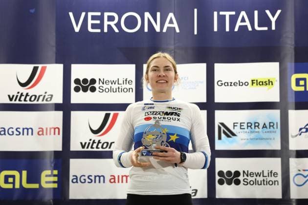 Radsport, BMX, UEC European Cup in Verona - Siegerehrung March 29, 2025, Verona, Veneto, Italy: ZOE CLAESSENS of Switzerland wins the Women Elite competition in the UEC BMX European Cup Round 1 in Verona, Italy Verona Italy - ZUMAc179 20250329_zep_c179_014 Copyright: xMickaelxChavetx