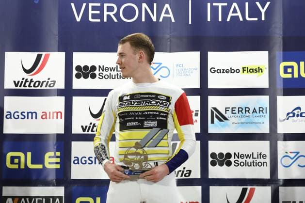 Radsport, BMX, UEC European Cup in Verona - Siegerehrung March 29, 2025, Verona, Veneto, Italy: CASPER PIPERS of Netherlands wins the Men Under 23 of the UEC BMX European Cup Round 1 in Verona, Italy Verona Italy - ZUMAc179 20250329_zep_c179_029 Copyright: xMickaelxChavetx