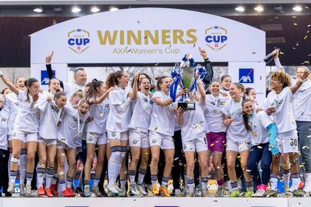 Bilder des Jahres 2025, Sport 03 März Sport Themen der Woche KW13 Zurich, Switzerland, March 29st 2025: FC Zurich players cheers at the end of the AXA Womens Cup Final soccer match between FC Basel 1893 and FC Zurich at Letzigrund in Zurich, Switzerland. Philipp Kresnik (Philipp Kresnik SPP)  Copyright: xPhilippxKresnikx xSPPx spp-en-PhKrSp-_KRE5827-Verbessert-RR
