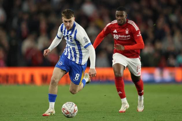 Brighton, England, March 29th 2025: Brajan Gruda of Brighton & Hove Albion during the FA Cup match between Brighton & Hove Albion and Nottingham Forest at the American Express Stadium in Brighton, England (Alexander Canillas SPP) Copyright: xAlexanderxCanillas SPPx spp-en-AlCa-9U2A9545