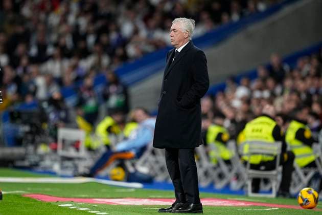 Carlo Ancelotti Head coach Real Madrid CF looks on during the LaLiga match between Real Madrid and CD LeganÃ s at Santiago BernabÃ u on March 29, 2025 in Madrid, Spain Photo by Manu Reino DeFodi Images