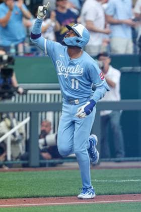 MLB, Baseball Herren, USA 2025: Guardians Vs Royals MAR 29 March 29, 2025: Kansas City Royals third baseman Maikel Garcia (11) reacts to his solo home run during the seventh inning of an MLB baseball game against the Cleveland Guardians at Kauffman Stadium in Kansas City, MO. David Smith CSM (Credit Image: Â David Smith Cal Media) Kansas City Mo United States of America EDITORIAL USE ONLY Copyright: xx ZUMA-20250329_zma_c04_163.jpg DavidxSmithx csmphotothree370381