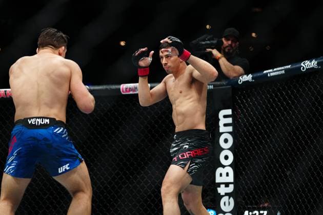March 29, 2025, Mexico City, Mexico, Las Vegas, Nv, United States: Manuel Torres and Drew Dober meet in the octagon for a 5-round bout at UFC Fight Night - Moreno vs Erceg at Arena CDMX on March 29, 2025 in Mexico City, Mexico ( PxImages) Mexico City, Mexico United States - ZUMAp175 20250329_zsa_p175_545 Copyright: xLouisxGrassex