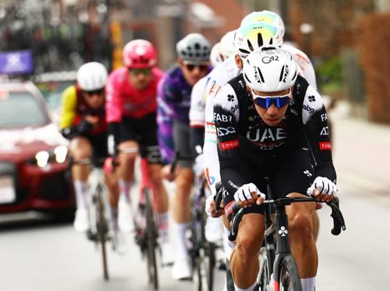 Portuguese Rui Oliveira of UAE Team Emirates in the breakaway group during the men elite Gent-Wevelgem - In Flanders Fields one day cycling race, 250.3 km from Ieper to Wevelgem, Sunday 30 March 2025. DAVIDxPINTENS  x117148741x