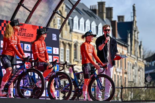 2025 Gent-Wevelgem In Flanders Fields Women Elite WEVELGEM, BELGIUM - MARCH 27 : Truyen Marthe of Fenix on stage before the start of the race pictured during 14th edition of the Women s World Tour UCI Gent - Wevelgem in Flanders Fields cycling race for Women Elite with start in Ieper and finish in Wevelgem after 168,9 km on March 27, 2025 in Wevelgem, Belgium, 27 03 2025 Wevelgem Belgium  Copyright: xJanxDexMeuleneirx