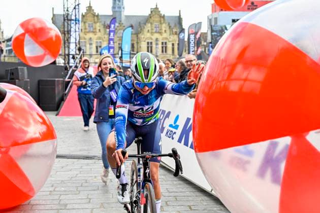 2025 Gent-Wevelgem In Flanders Fields Women Elite WEVELGEM, BELGIUM - MARCH 27 : Ghekiere Justine BEL of AG Insurance - Soudal Team before the start of the race pictured during 14th edition of the Women s World Tour UCI Gent - Wevelgem in Flanders Fields cycling race for Women Elite with start in Ieper and finish in Wevelgem after 168,9 km on March 27, 2025 in Wevelgem, Belgium, 27 03 2025 Wevelgem Belgium  Copyright: xJanxDexMeuleneirx