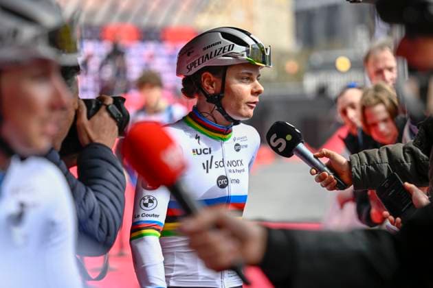 2025 Gent-Wevelgem In Flanders Fields Women Elite WEVELGEM, BELGIUM - MARCH 27 : Kopecky Lotte (BEL) of Team SD Worx - Protime during an interview before the race pictured during 14th edition of the Women s World Tour UCI Gent - Wevelgem in Flanders Fields cycling race for Women Elite with start in Ieper and finish in Wevelgem after 168,9 km on March 27, 2025 in Wevelgem, Belgium, 27 03 2025 Wevelgem Belgium  Copyright: xJanxDexMeuleneirx