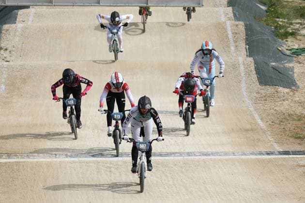 March 30, 2025, Verona, Veneto, Italy: Lissi VAN SCHIJNDEL of Netherlands reacts to winning the Women Under 23 final of the UEC BMX European Cup Round 2 in Verona, Italy Verona Italy - ZUMAc179 20250330_zep_c179_047 Copyright: xMickaelxChavetx