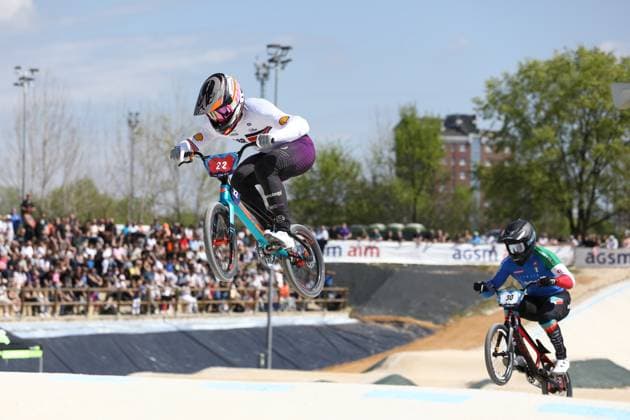 March 30, 2025, Verona, Veneto, Italy: ROSS CULLEN of Great Britain competes in the Men Elite quarterfinal of the UEC BMX European Cup Round 2 in Verona, Italy Verona Italy - ZUMAc179 20250330_zep_c179_075 Copyright: xMickaelxChavetx
