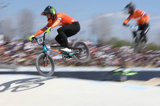 March 30, 2025, Verona, Veneto, Italy: Jason NOORDAM of Netherlands competes in the Men Elite quarterfinal of the UEC BMX European Cup Round 2 in Verona, Italy Verona Italy - ZUMAc179 20250330_zep_c179_077 Copyright: xMickaelxChavetx