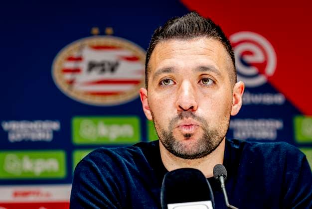 AFC Ajax Amsterdam trainer Francesco Farioli during te press conference after the match the match PSV Ajax at the Philips stadium for the Dutch Eredivisie season 2024 2025 in EINDHOVEN, Netherlands on 30 march 2025, photo by Marcel van Dorst EYE4images DeFodi Images