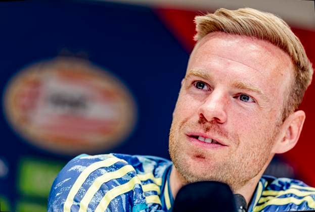 AFC Ajax Amsterdam midfielder Davy Klaassen during te press conference after the match the match PSV Ajax at the Philips stadium for the Dutch Eredivisie season 2024 2025 in EINDHOVEN, Netherlands on 30 march 2025, photo by Marcel van Dorst EYE4images DeFodi Images