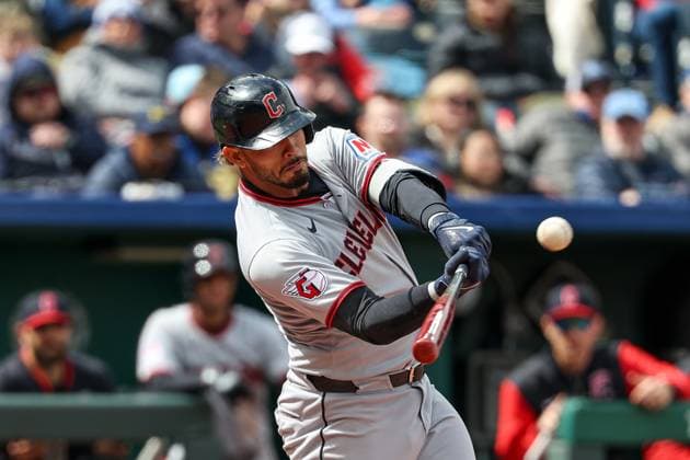MLB, Baseball Herren, USA 2025: Guardians Vs Royals MAR 30 March 30, 2025: Cleveland Guardians third baseman Gabriel Arias (13) hits a solo home run during the sixth inning of an MLB baseball game against the Kansas City Royals at Kauffman Stadium in Kansas City, MO. David Smith CSM (Credit Image: Â David Smith Cal Media) Kansas City Mo United States of America EDITORIAL USE ONLY Copyright: xx ZUMA-20250330_zma_c04_219.jpg DavidxSmithx csmphotothree371428