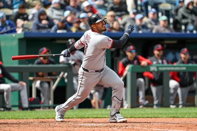 MLB, Baseball Herren, USA 2025: Guardians Vs Royals MAR 30 March 30, 2025: Cleveland Guardians third baseman Gabriel Arias (13) watches his solo home run during the sixth inning of an MLB baseball game against the Kansas City Royals at Kauffman Stadium in Kansas City, MO. David Smith CSM (Credit Image: Â David Smith Cal Media) Kansas City Mo United States of America EDITORIAL USE ONLY Copyright: xx ZUMA-20250330_zma_c04_224.jpg DavidxSmithx csmphotothree371450