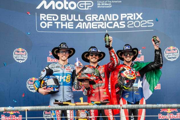 Bilder des Jahres 2025, Sport 03 März Sport Themen der Woche KW13 Sport Bilder des Tages MotoGP 2025: Red Bull Grand Prix Of The Americas MAR 30 March 30, 2025: Alex Marquez (73) 2nd place, Francesco Bagnaia (63) 1st place, and Fabio Di Giannantonio (49) 3rd place celebrate the MotoGP Championship at the Red Bull Grand Prix of the Americas, Circuit of The Americas. Austin, Texas. Mario Cantu CSM(Credit Image: Mario Cantu Cal Media) Austin Texas United States of America EDITORIAL USE ONLY Copyright: xx ZUMA-20250330_faf_c04_041.jpg MarioxCantux csmphotothree371497