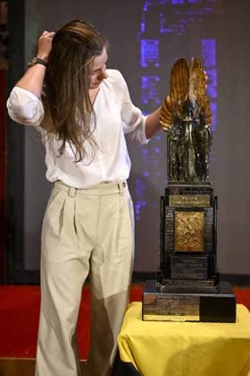 Belgian Lotte Kopecky of SD Worx-Protime pictured ahead of the award ceremony for the National Trophy of Sports Merit 2024 (Trophee National du Merite Sportif - Nationale Trofee voor Sportverdienste), at the Brussels City Hall, Monday 31 March 2025. DIRKxWAEM  x117586920x