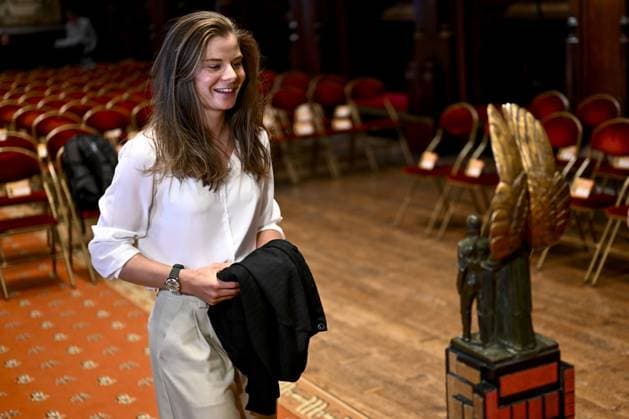 Belgian Lotte Kopecky of SD Worx-Protime pictured ahead of the award ceremony for the National Trophy of Sports Merit 2024 (Trophee National du Merite Sportif - Nationale Trofee voor Sportverdienste), at the Brussels City Hall, Monday 31 March 2025. DIRKxWAEM  x117587855x