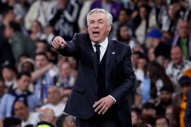 Real Madrid head coach Carlo Ancelotti Real Madrid v Real Sociedad, Copa del Rey, Football, Santiago Bernabu Stadium, Madrid, Spain - 01 Apr 2025 EDITORIAL USE ONLY No use with unauthorised audio, video, data, fixture lists, club league logos or live services. Online in-match use limited to 120 images, no video emulation. No use in betting, games or single club league player publications. Copyright: xRubenxAlbarran Shutterstockx 15233116ej