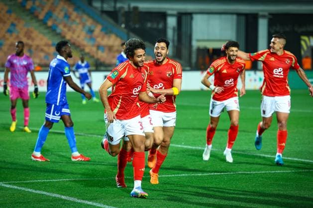 Al Ahly FC vs Al Hilal SC - TotalEnergies CAF Champions League - Quarter Final 1st Leg Mohamed Hany celebrating after scoring his 1st goal in the match between Al Ahly FC vs Al Hilal SC in the 1st leg of the Quarter Final of Total Energies CAF Champions League on April 1, 2025 Cairo Cairo Egypt Copyright: xMohamedxTageldinx