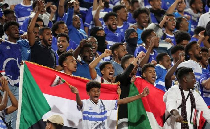 CAF Champions League - Quarter Final - First Leg - Al Ahly vs Al Hilal Omdurman Al Hilal Omdurman fans cheer before during the CAF Champions League Quarter Final First Leg match between Al Ahly vs Al Hilal Omdurman, in Cairo, Egypt,April 01 2025. Cairo Egypt Copyright: xMatrixxImagesx xKhaledxElfiqix 