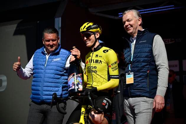 Dwars door Vlaanderen 2025 - Men Elite WAREGEM, BELGIUM - APRIL 02 : Mattan Nico and Jorgenson Matteo (USA) of Team Visma - Lease a Bike pictured during the 79th edition of the UCI World Tour Dwars door Vlaanderen Men Elite cycling race with start in Roeselare and finish in Waregem after 184,2 km on April 2, 2025 in Waregem, Belgium, 02 04 2025 ( motor drive Kenny Verfaillie - Waregem Belgium  Copyright: xPeterxDexVoechtx