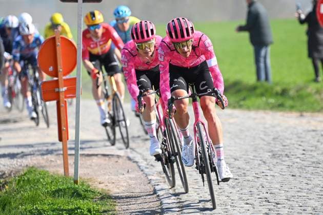 Dwars door Vlaanderen 2025 - Men Elite WAREGEM, BELGIUM - APRIL 02 : rider of Ef Education-Easypost pictured during the 79th edition of the UCI World Tour Dwars door Vlaanderen Men Elite cycling race with start in Roeselare and finish in Waregem after 184,2 km on April 2, 2025 in Waregem, Belgium, 02 04 2025 ( motor drive Kenny Verfaillie - Waregem Belgium  Copyright: xTimxDexWaelex xPoolx