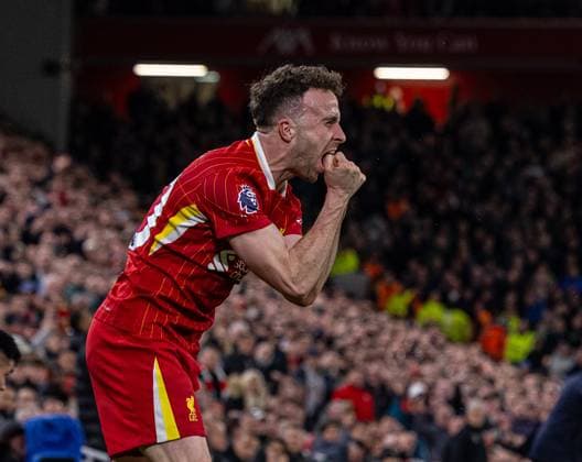 Football - FA Premier League - Liverpool FC v Everton FC LIVERPOOL, ENGLAND - Wednesday, April 2, 2025: Liverpool s Diogo Jota reacts during the FA Premier League match between Liverpool FC and Everton FC, the 246th Merseyside Derby, at Anfield. (Photo by David Rawcliffe Propaganda) LIVERPOOL Anfield MERSEYSIDE ENGLAND  Copyright: xDavidxRawcliffex P2025-04-02-Liverpool_Everton-77