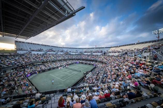 April 2, 2025, Daniel Island, Sc, USA: Credit One Stadium plays host to the Credit One Charleston Open in Daniel Island, SC. Daniel Island USA - ZUMAa161 20250402_aaa_a161_264 Copyright: xWalterxG.xArcexSr.x