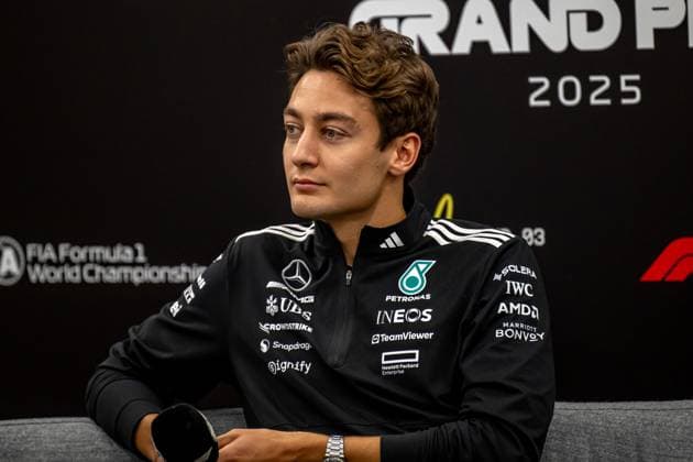SUZUKA, JAPAN: George Russell, racing for the Mercedes team during the 2025 Formula 1 Japanese Grand Prix at the Suzuka International Racing Course in Suzuka, Japan