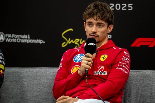 SUZUKA, JAPAN: Charles Leclerc, racing for the Ferrari team during the 2025 Formula 1 Japanese Grand Prix at the Suzuka International Racing Course in Suzuka, Japan