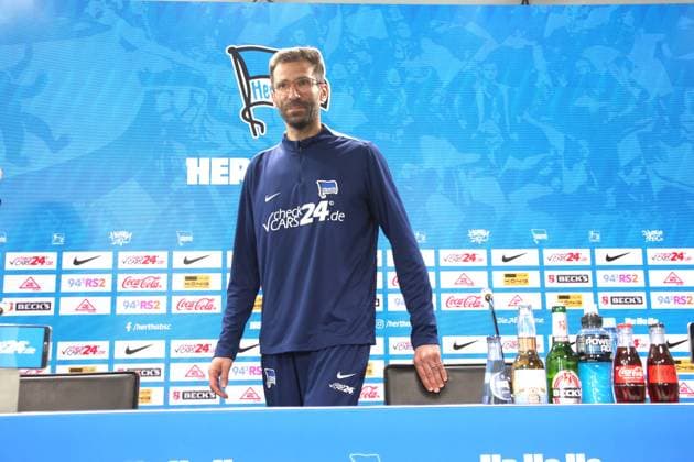 DEU, DFL, 2 FBL Hertha BSC, PK, 03 04 2025, Sportforum, Berlin, DEU, DFL, 2 FBL Hertha BSC, PK, im Bild Co Trainer Andre Mijatovic Hertha BSC Berlin DFL regulations prohibit any use of Photographs as image sequences and or quasi video Foto Juergen Engler nordphoto GmbH nordphotoxGmbHx xEngler nph00076