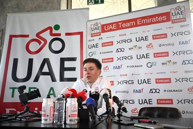 Ronde van Vlaanderen 2025 press conference, PK, Pressekonferenz OUDENAARDE, BELGIUM - April 3 : Pogacar Tadej (SLO) of UAE Team Emirates - XRG talking to the press during a press conference prior to the 109th edition of the Ronde van Vlaanderen, an UCI World Tour cycling race for Men Elite with start in Bruges and finish in Oudenaarde after 268,9 km on April 3, 2025 in Oudenaarde, Belgium, 03 04 2025 Oudenaarde Belgium  Copyright: xNicoxVereeckenx