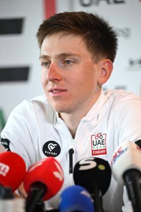 Ronde van Vlaanderen 2025 press conference, PK, Pressekonferenz OUDENAARDE, BELGIUM - April 3 : Pogacar Tadej (SLO) of UAE Team Emirates - XRG talking to the press during a press conference prior to the 109th edition of the Ronde van Vlaanderen, an UCI World Tour cycling race for Men Elite with start in Bruges and finish in Oudenaarde after 268,9 km on April 3, 2025 in Oudenaarde, Belgium, 03 04 2025 Oudenaarde Belgium  Copyright: xNicoxVereeckenx