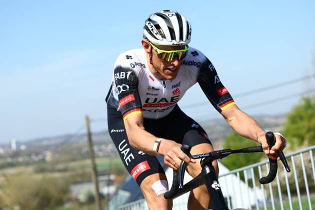 German Nils Politt of UAE Team Emirates pictured during a track reconaissance ahead of the Ronde van Vlaanderen Tour des Flandres Tour of Flanders cycling race, Friday 04 April 2025. The 109th edition of the cycling race will take place on Sunday 06 April. DAVIDxPINTENS  x118920712x