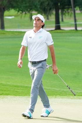 April 4, 2025, Doral, Florida, USA: Joaquin Niemann of Torque GC reacts after a missed putt on the 16th green during the first round of LIV Golf Miami at Trump National Doral. Doral USA - ZUMAw109 20250404_fap_w109_028 Copyright: xDebbyxWongx