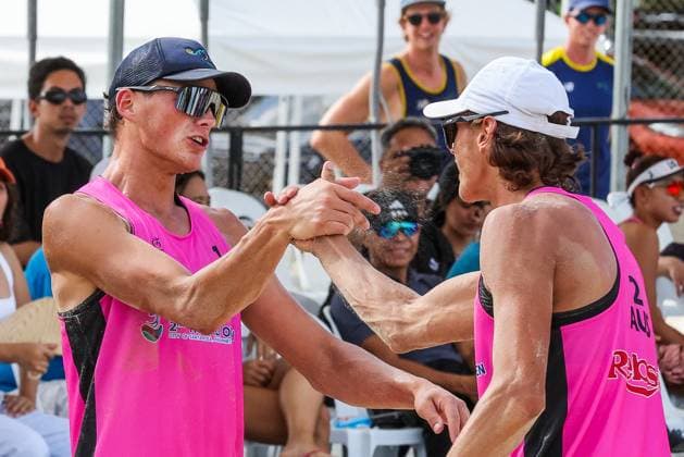 (250405) -- LAGUNA PROVINCE, April 5, 2025 -- D Artagnan Potts Jack Pearse (R) of Australia celebrate after winning the men s bronze medal match between D Artagnan Potts Jack Pearse of Australia and AmirAli GhalehNovi Bahman Salemiinjehboroun of Iran in the AVC Beach volleyball, Beachvolleyball Tour 2nd Nuvali Open in Laguna Province, the Philippines, April 5, 2025. ) (SP)PHILIPPINES-LAGUNA PROVINCE-BEACH VOLLEYBALL-TOUR-2ND NUVALI OPEN-MEN RouellexUmali 