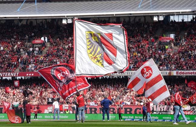 1.FC Nuernberg Fans vor dem Spiel GER, 1.FC Nuernberg vs Hamburger SV, 2. Bundesliga, 28. Spieltag, Saison 2024 2025, 05.04.2025 DFL REGULATIONS PROHIBIT ANY USE OF PHOTOGRAPHS AS IMAGE SEQUENCES AND OR QUASI-VIDEO GER, 1.FC Nuernberg vs Hamburger SV, 2. Bundesliga, 28. Spieltag, Saison 2024 2025, 05.04.2025 Nuernberg Copyright: xEibner-Pressefoto ScottxColemanx EP_SCN
