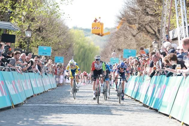 Eijsden, 05-04-2025, cycling, Volta NXT Classic 2025, men, Winner of the 50th edition of the Volta NXT Classic 2025 is Allan Smith with Frank van den Broek in 2nd place and Niklas Larsen in 3rd place Volta NXT Classic 2025, Men  x28610382x Copyright: