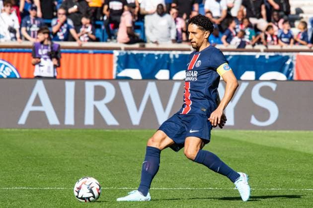 FOOTBALL Paris SG vs Angers SCO - Ligue 1 - JournÃ e 28 - 05 04 2025 Marquinhos (Paris SG) ParisFrance  Copyright: xBaptistexAutissierx